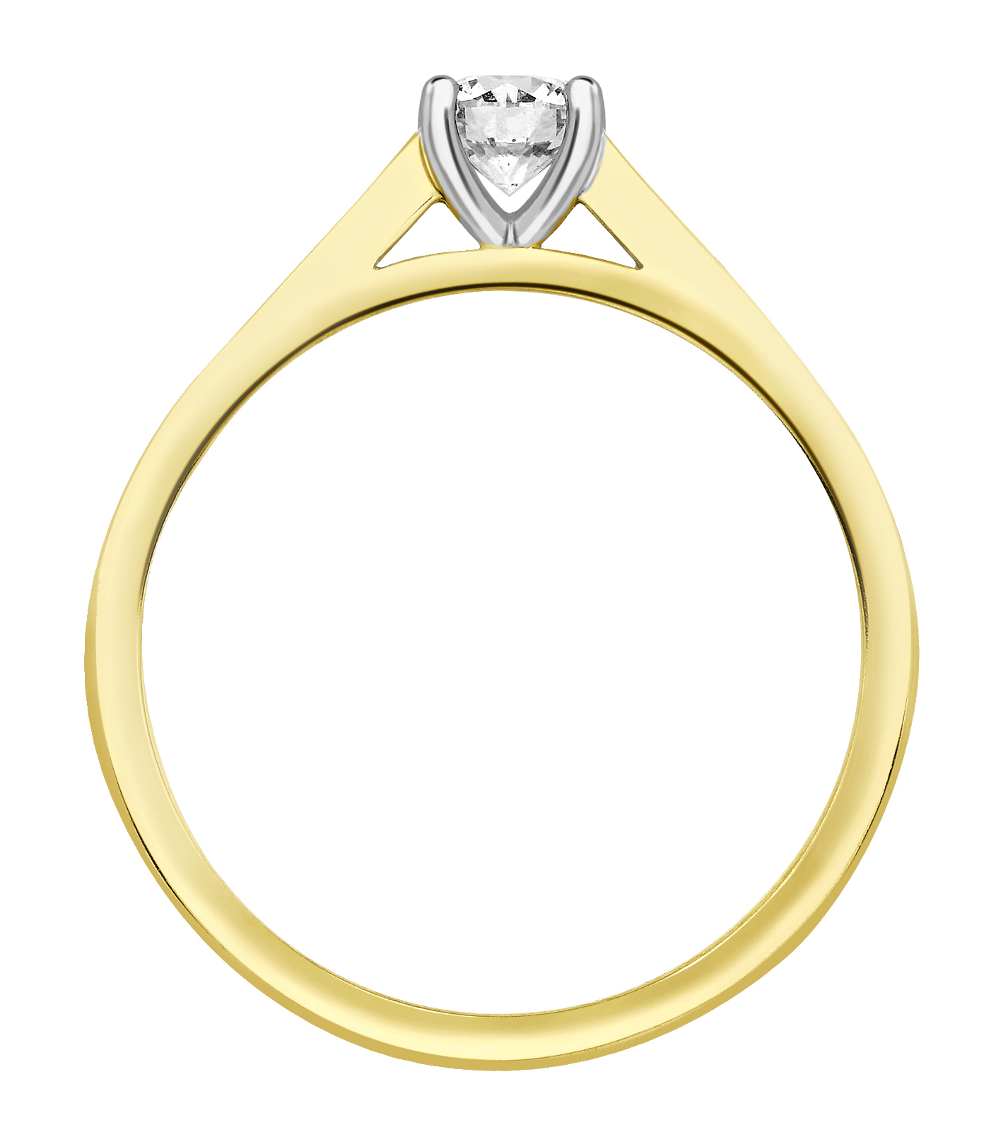 Round Four Claw Yellow Gold Channel Set Engagement Ring CRC739YG Image 2